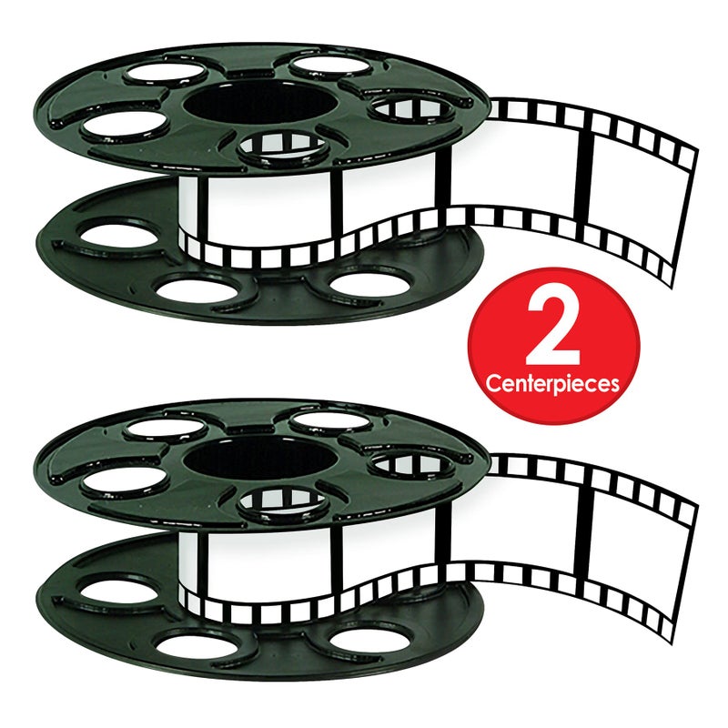 Beistle 2 Piece Awards Night Movie Reel with Filmstrip Centerpiece Red Carpet Hollywood Party Decorations  9"" & 15'  Black/White - Image 2